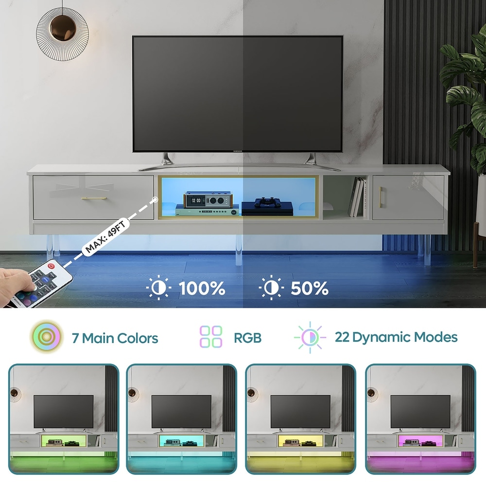 High Gloss LED TV Stands Modern Entertainment Center for 85\