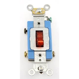 Leviton 15 Amp Industrial Grade Heavy Duty Single-Pole Pilot Light Toggle Switch Red 1201-PLR