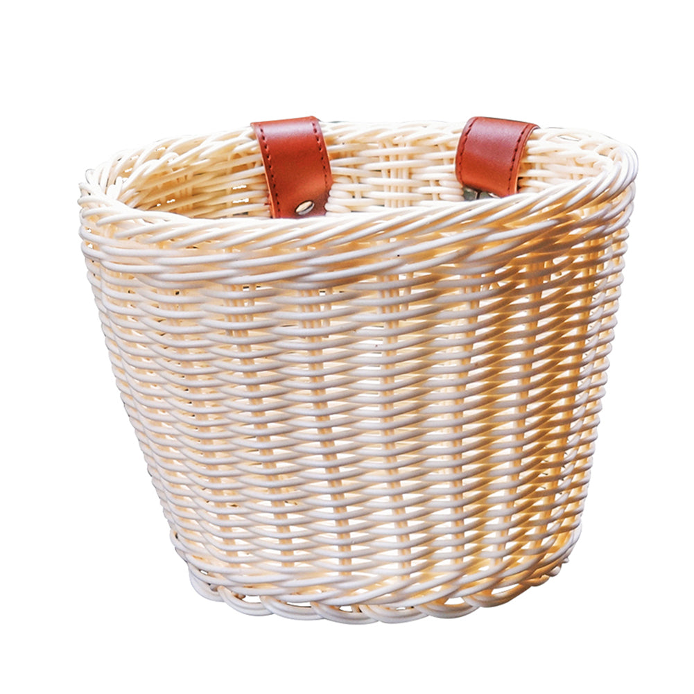 Yucurem Kids Bike Basket Women Students Bicycle Rattan Weaving Front Basket (Beige)