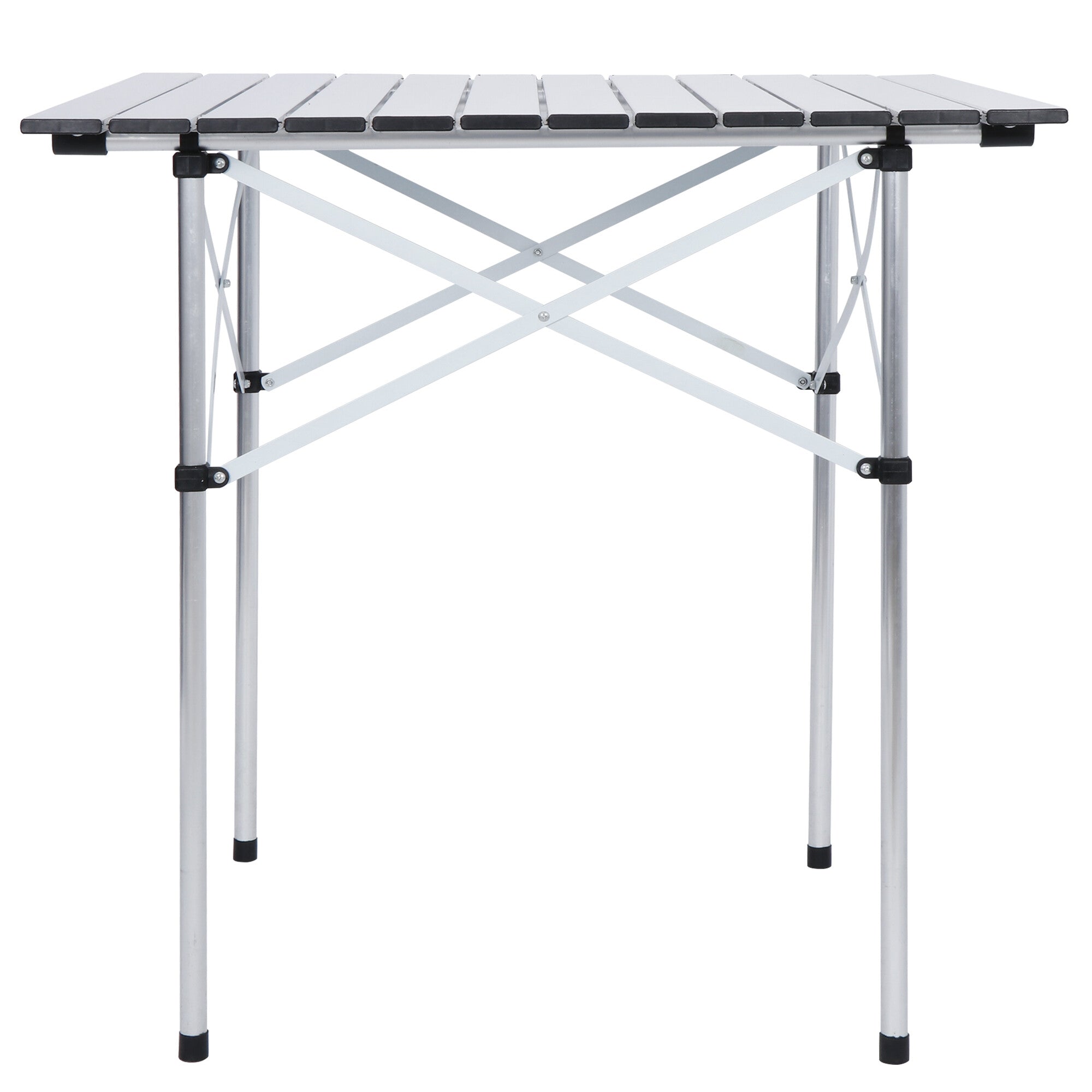 HomGarden Foldable Aluminum Roll-up Camping Table, Portable Outdoor Lightweight for Camping, Beach, Party W/Carry Bag, Silver