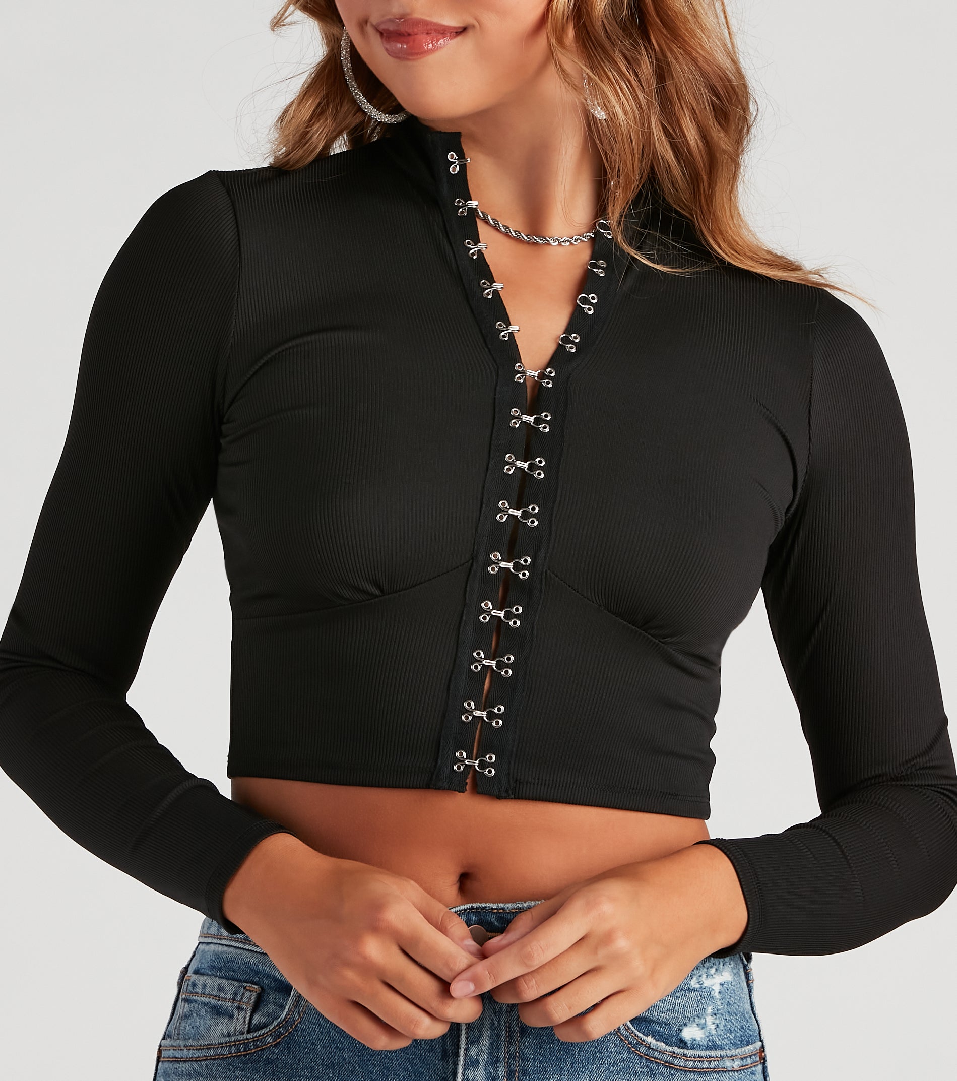 All In The Deets Long Sleeve Crop Top