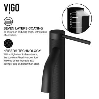 VIGO Madison Single Handle Single-Hole Bathroom Faucet in Matte Black and Carbon Fiber VG01044MB