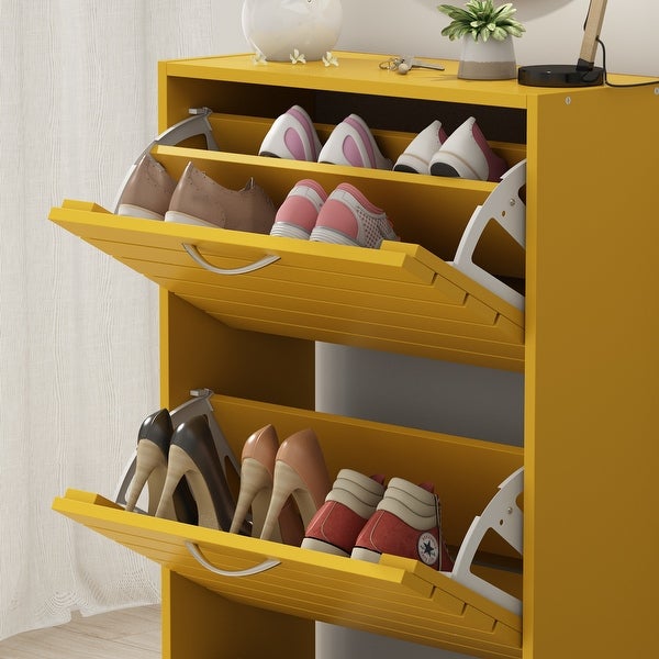 12-15 Pair Shoe Storage Cabinet Space Saving Oak - - 35742549