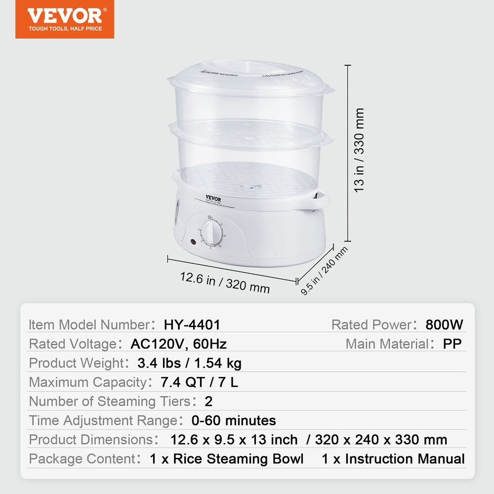 VEVOR Electric Food Streamer with Auto Shut Off   Boil Dry Protection