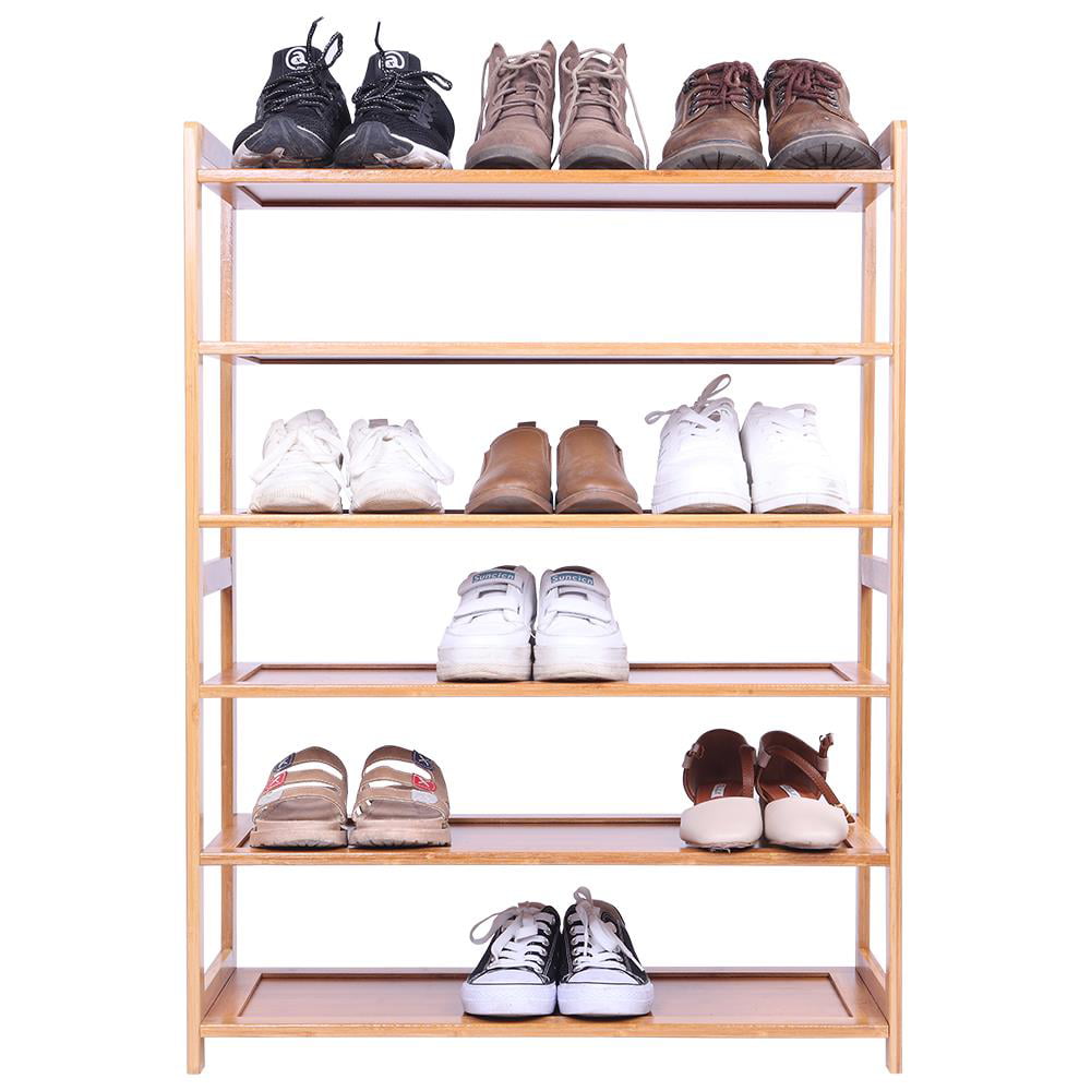 Zimtown Bamboo Wood 6-Tier Shoe Rack Pairs Entryway Shoe Shelf Tower Shoe Storage Organizer for Closet Hallway Living Room Bedroom Dorm Natural