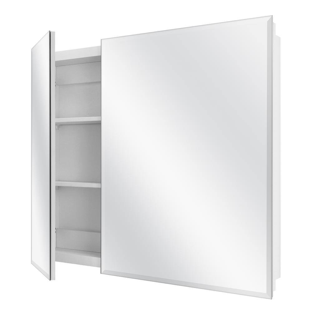 Glacier Bay 30 in. x 26 in. Frameless Recessed or Surface-Mount Bi-View Medicine Cabinet with Mirror 83010