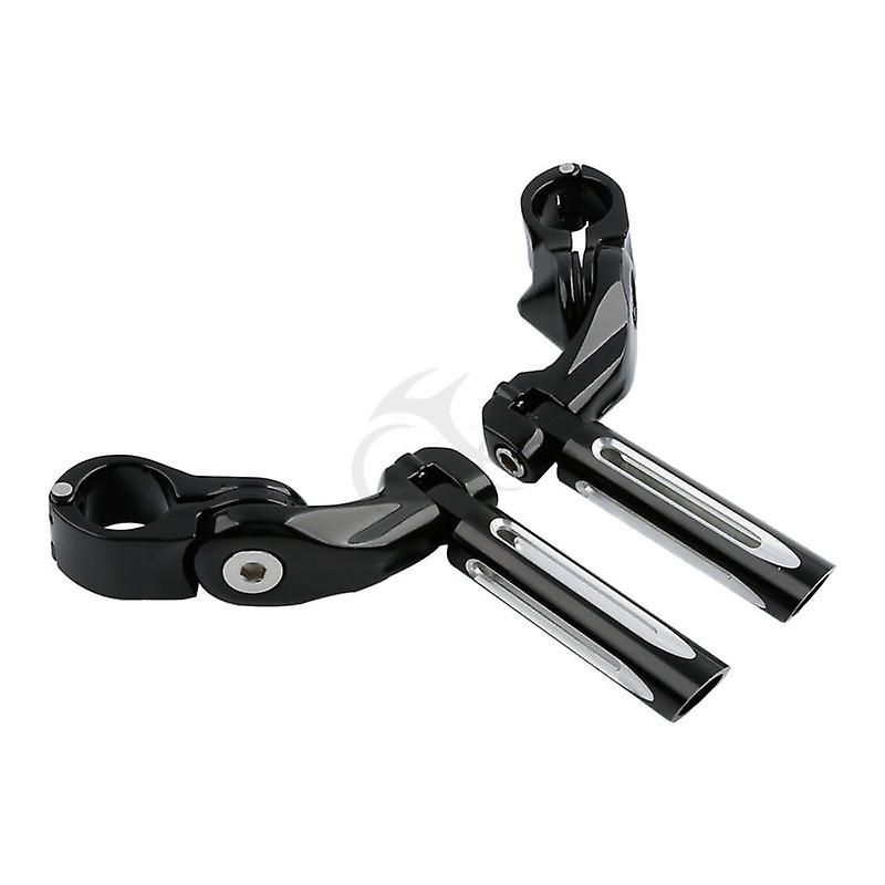 Born Pretty 1.25andquot; 32mm Black Adjustable Footrests Foot Peg andamp; Short Angled Mount For Harley