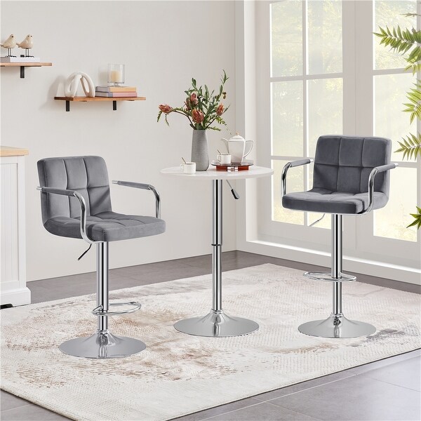 Yaheetech 2pcs Bar Stools with 360-Degree Swivel and Adjustable Height