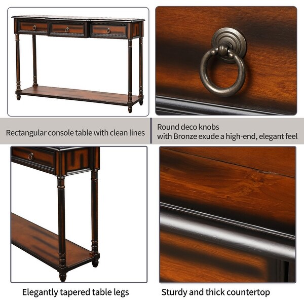 Console Table Sofa Table with Drawers Luxurious and Exquisite Design for Entryway with Projecting Drawers and Long Shelf