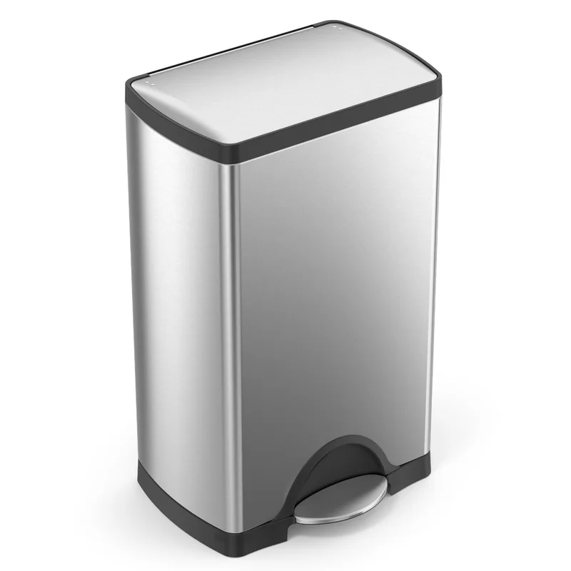 simplehuman 38 Liter / 10 Gallon Rectangular Kitchen Step Trash Can， Brushed Stainless Steel