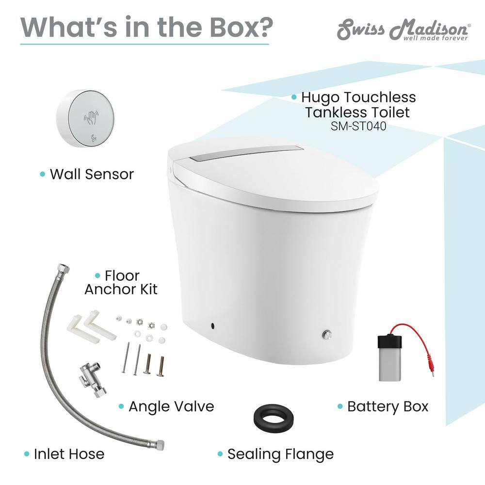 Swiss Madison Hugo Intelligent Tankless Elongated Toilet Touchless Vortex Dual-Flush 1.11.6 gpf SM-ST040