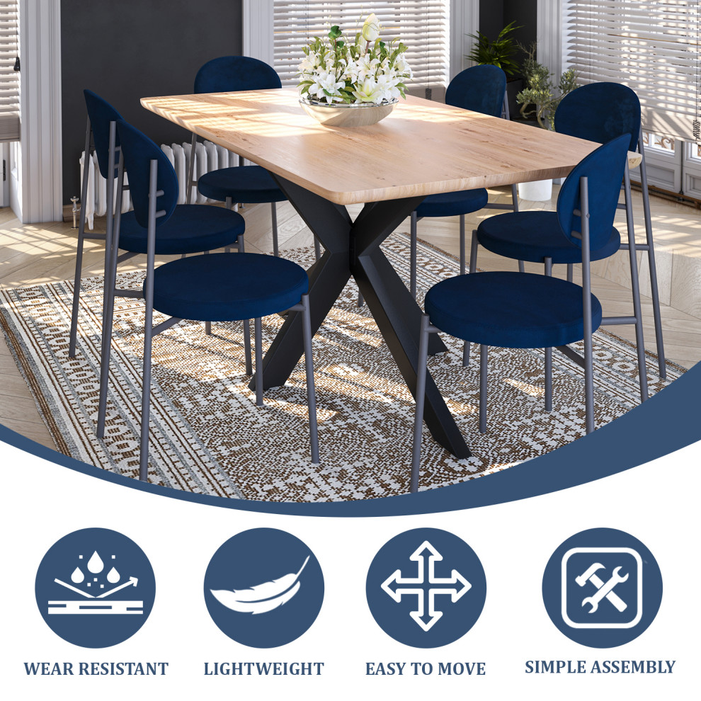 LeisureMod Euston Velvet Dining Chair With Gray Steel Frame Set of 2   Midcentury   Dining Chairs   by LeisureMod  Houzz