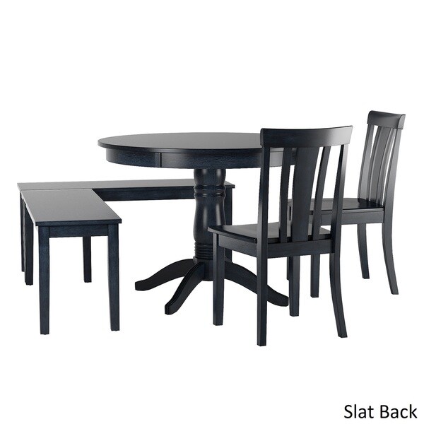 Wilmington II Round Pedestal Base Antique Dark Denim Breakfast Nook Set by iNSPIRE Q Classic