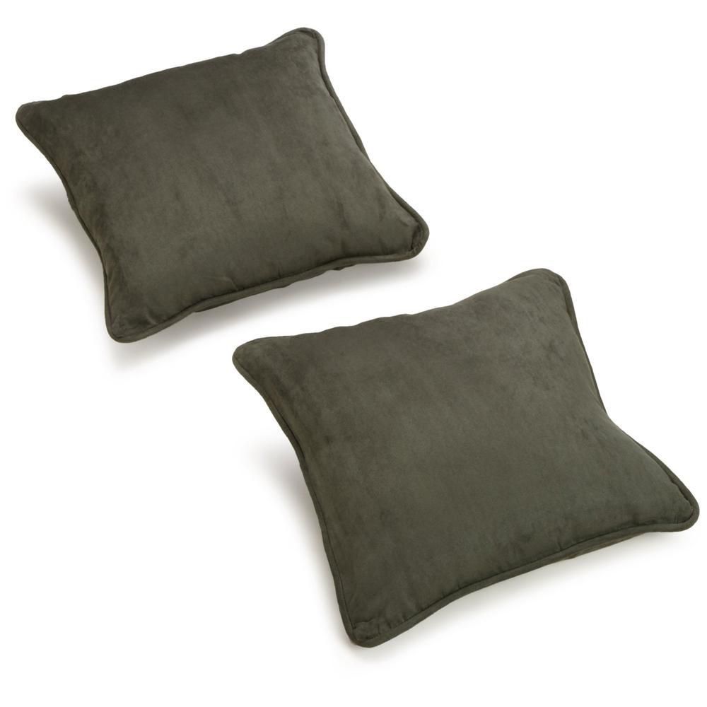 Blazing Needles 18-inch Double-corded Solid Microsuede Square Throw Pillows with Inserts (Set of 2)