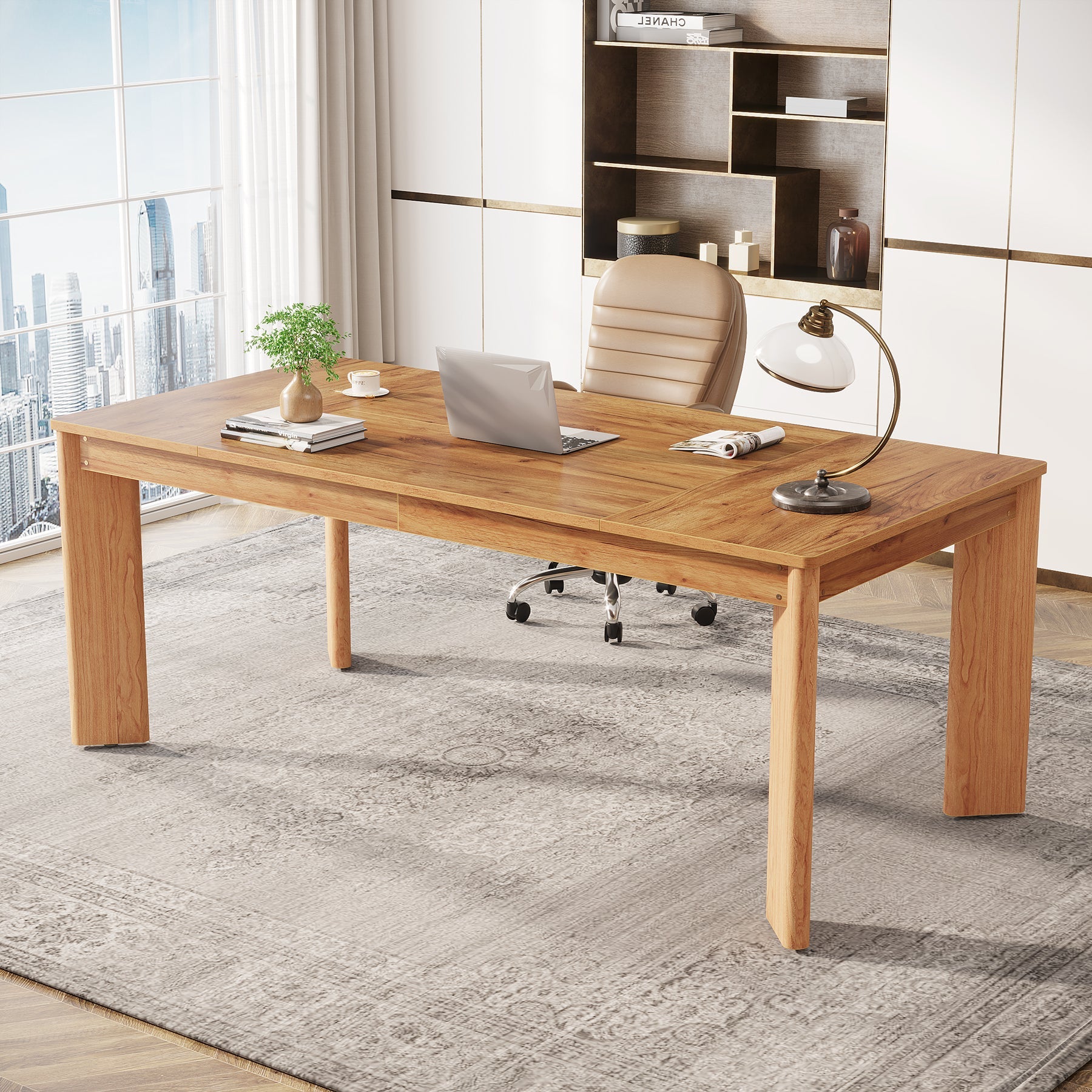 63-inch Executive Desk, Wood Computer Desk Conference Table