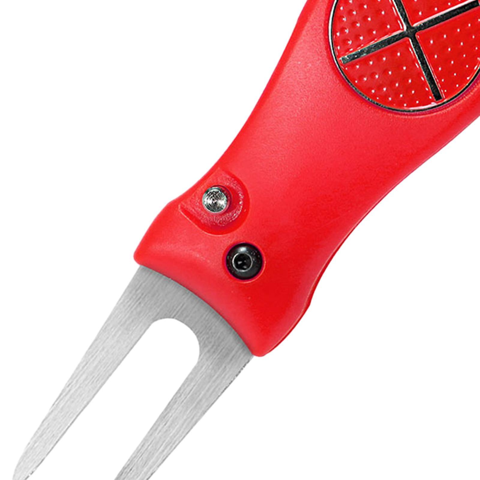 Golf Divot Repair Tool Folding Golf Putting Green Fork For Training Supplies Red