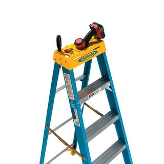 Werner 8 ft. Fiberglass Step Ladder with Yellow Top 250 lbs. Load Capacity Type I Duty Rating 6008