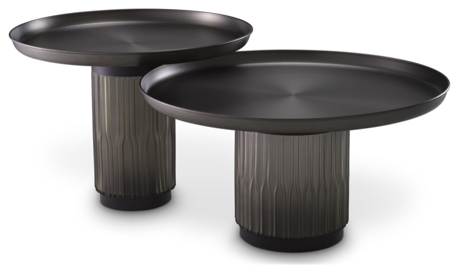 Black Gunmetal Coffee Tables Set  2  Eichholtz Zachary   Transitional   Coffee Table Sets   by Oroa   Distinctive Furniture  Houzz