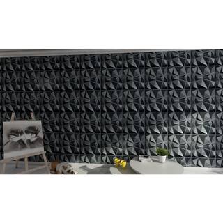 Art3dwallpanels 19.7 in. x 19.7 in. Diamond Black 3D PVC Wall Panels (12-Pack) T10h038BK