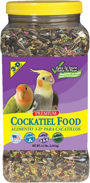 3-D Cockatiel Food， 4.5-lb jar