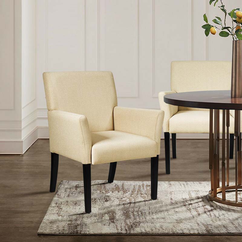 Fabric Upholstered Executive Guest Chair with Rubber Wood Legs, Reception Armchair for Meeting Room Office