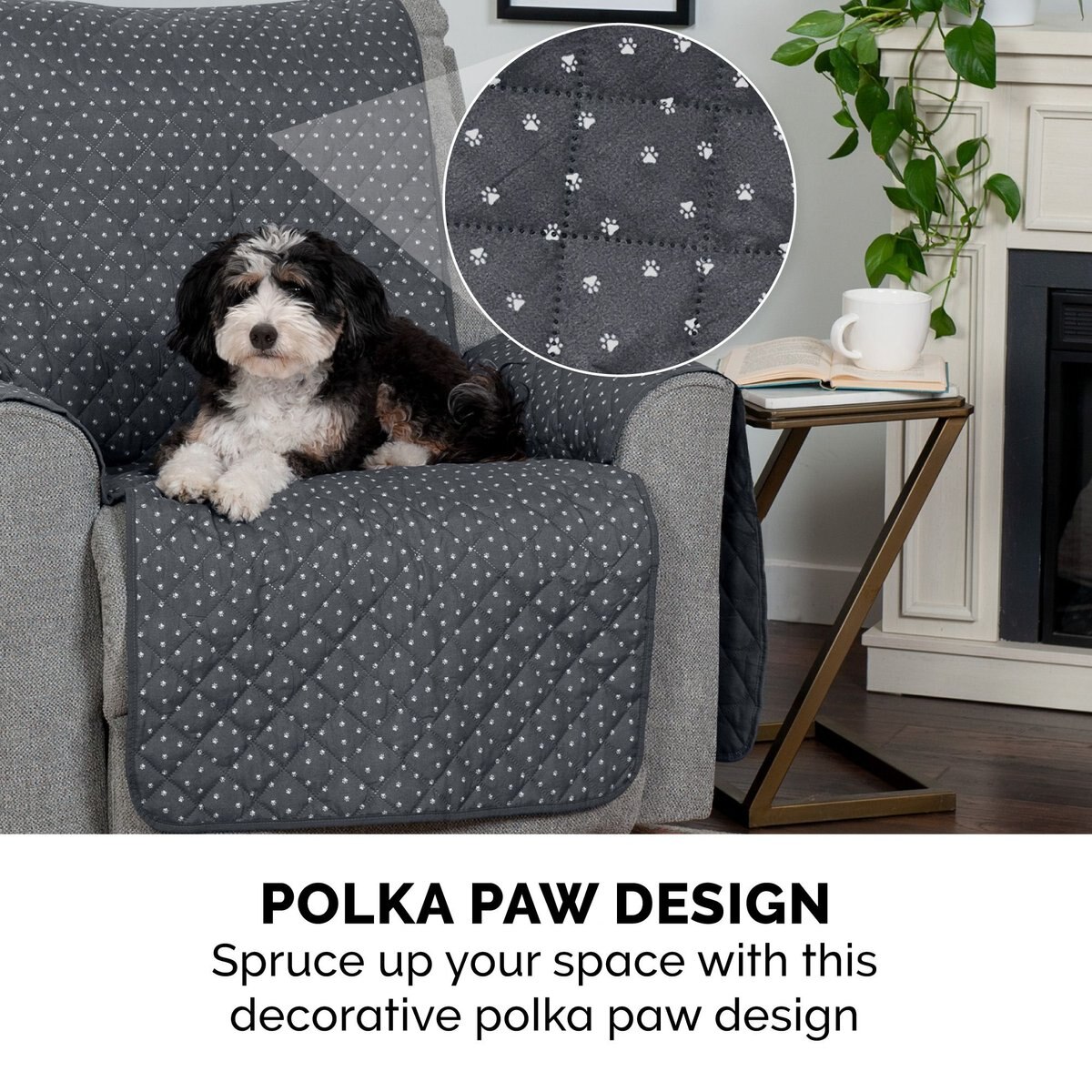 FurHaven Polyester Polka Paw Print Reversible Furniture Protector