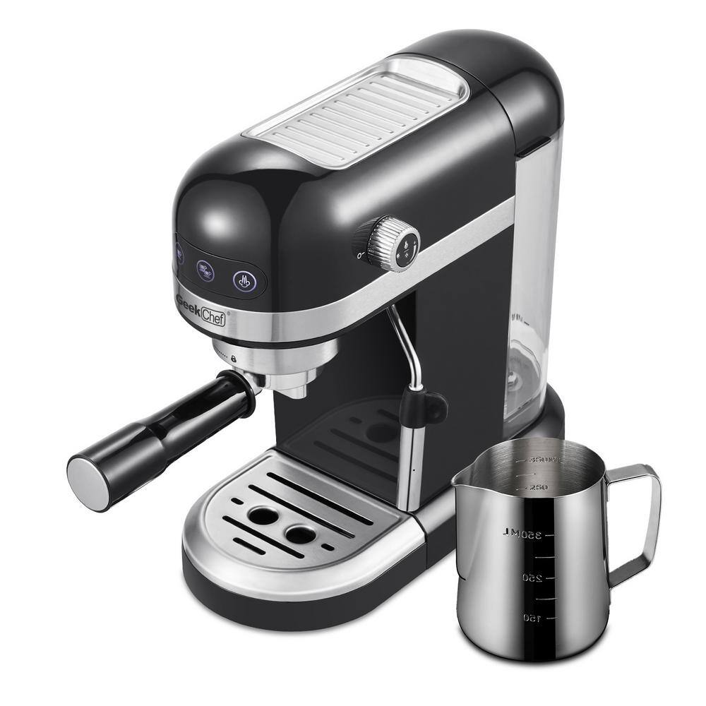 Edendirect 1350-Watt 2-Cup Black Espresso Machine 20-Bar Compact Coffee Maker with Milk Frother Steam Wand and 1.4 l Water Tank GBKXYGCF20D