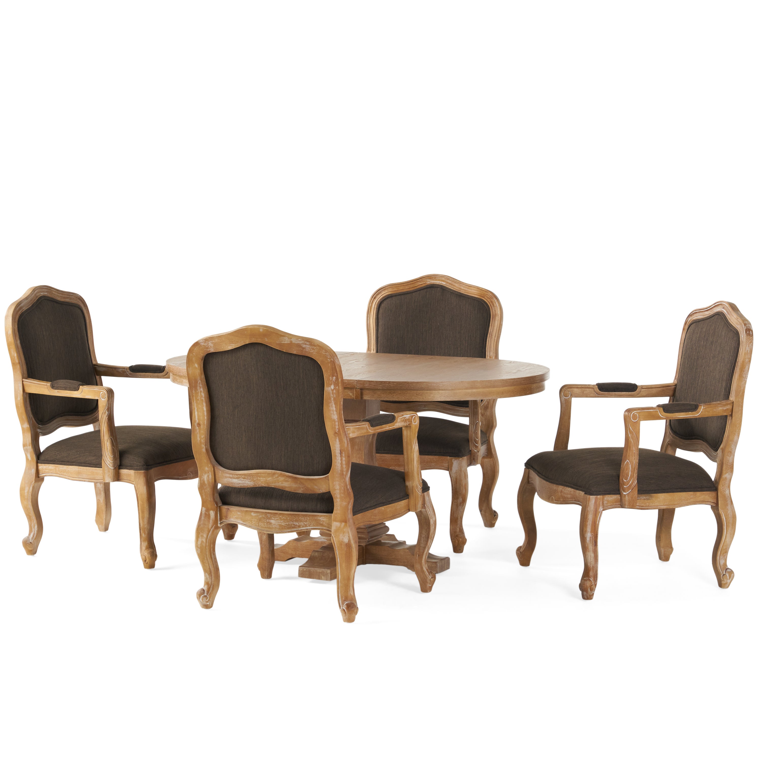 Maria French Country Wood 5-Piece Expandable Oval Dining Set