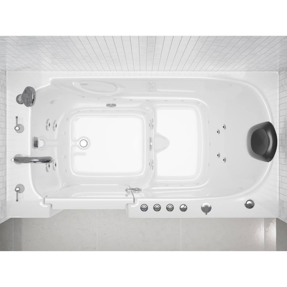 Universal Tubs HD Series 60 in. Left Drain Quick Fill Walk-In Whirlpool and Air Bath Tub with Powered Fast Drain in White HD3260LWD