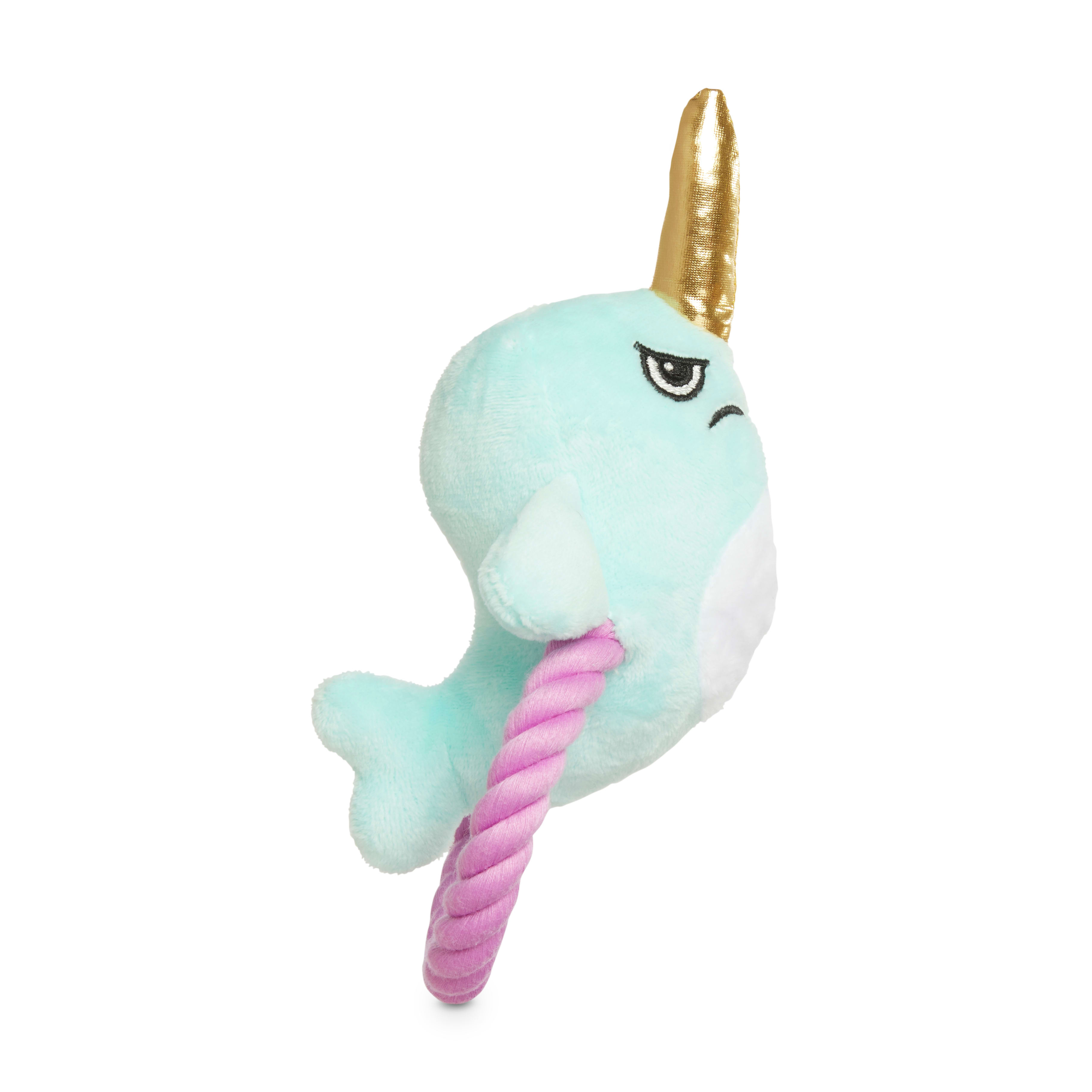 Leaps  Bounds Narwhal Finger Puppet Plush  Rope Dog Toy in Various Styles， Small