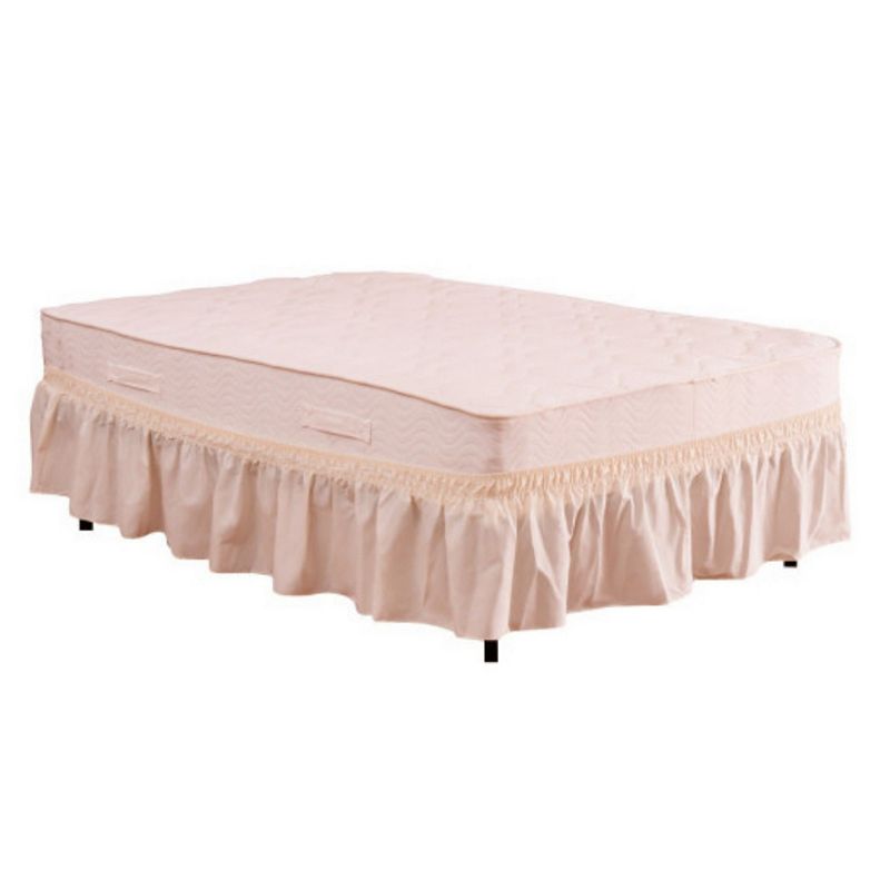 Twin / Full Size Around Bed 14 Elastic Wrap Ruffle Bed Skirt-Beige