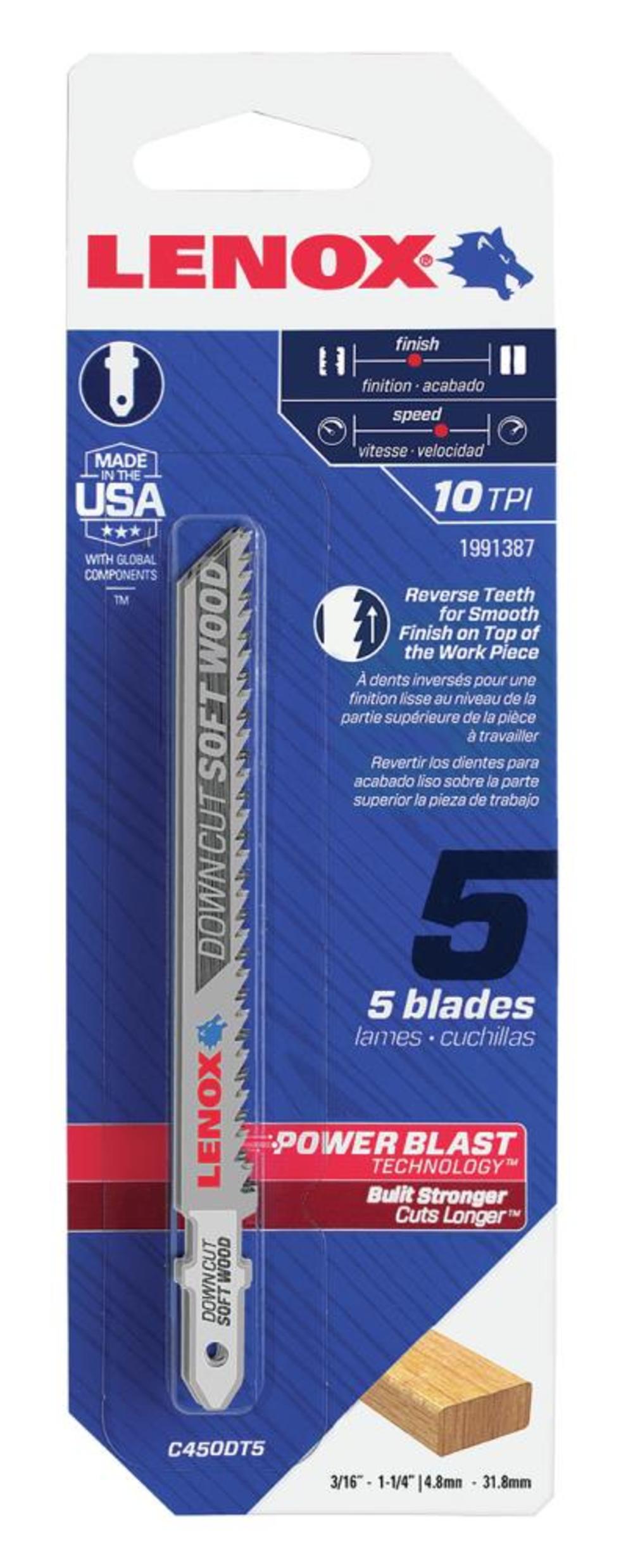 LENOX 5pk 4 T shank Jigsaw Blade