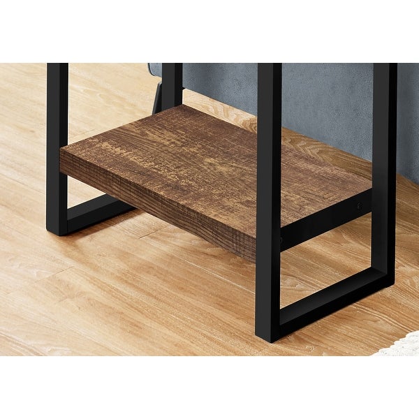 Modern Accent Table - Black Reclaimed Wood-Look / Black Metal - 23.75