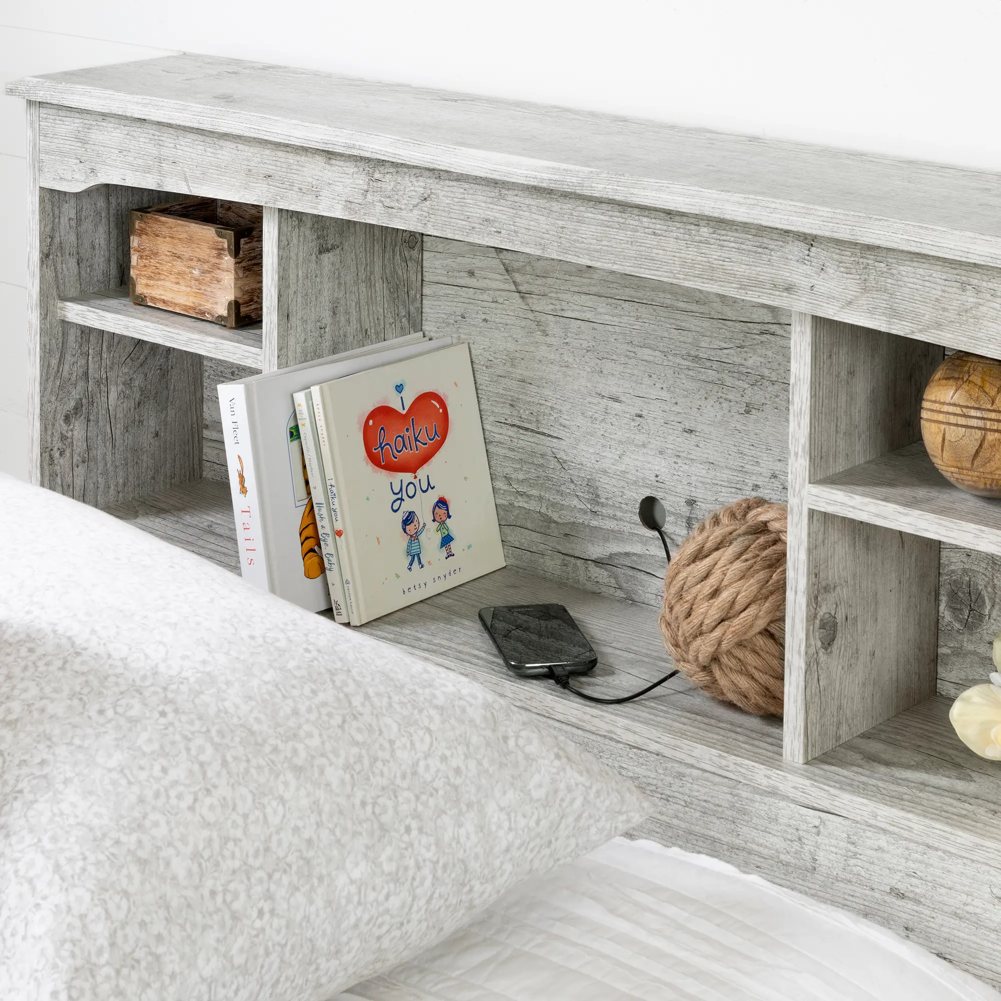 Navali Seaside Pine Bookcase Headboard - South Shore