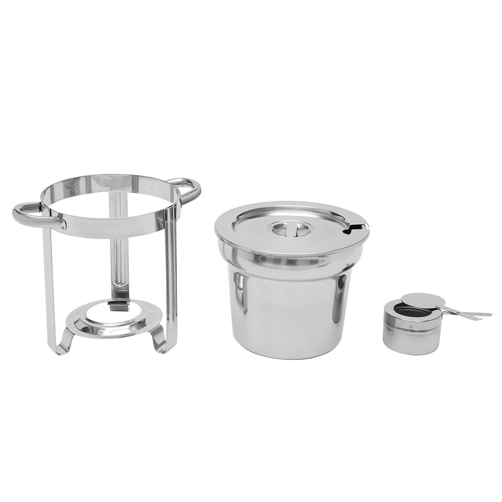 FETCOI 7L Round Soup Chafer Catering Chafing Dish Food Pan Warmer Stainless Steel