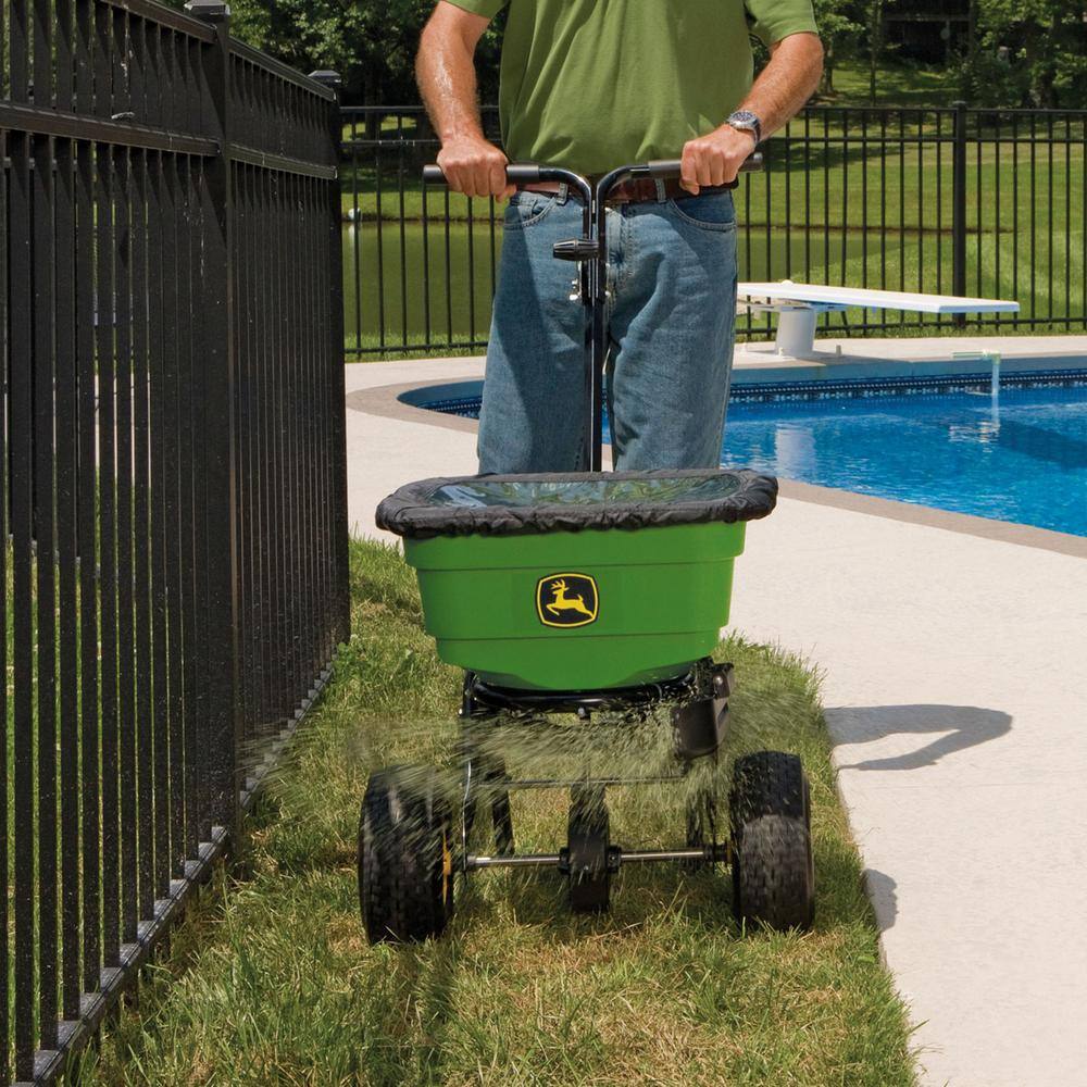 John Deere LP31340L 50 lbs. Push Broadcast Spreader with Pneumatic Tires and Hopper Cover