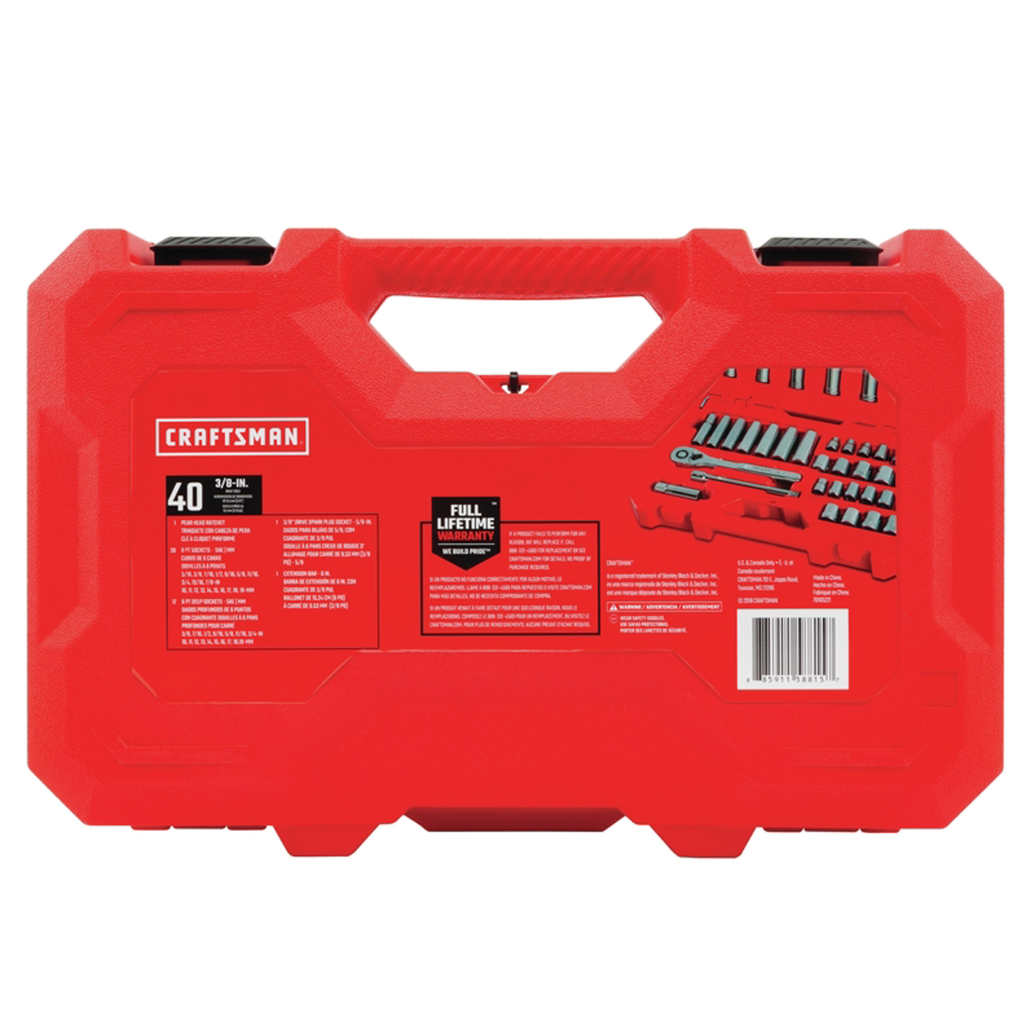 Craftsman 3/8 in. drive Metric and SAE 6 Point Mechanic\u0027s Tool Set 40 pc