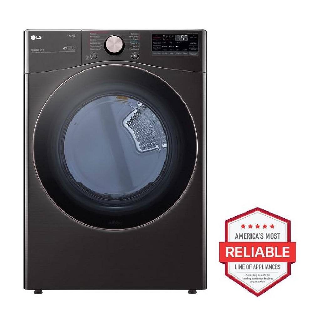 LG 7.4 Cu. Ft. Vented SMART Stackable Gas Dryer in Black Steel with TurboSteam and Sensor Dry Technology DLGX4001B