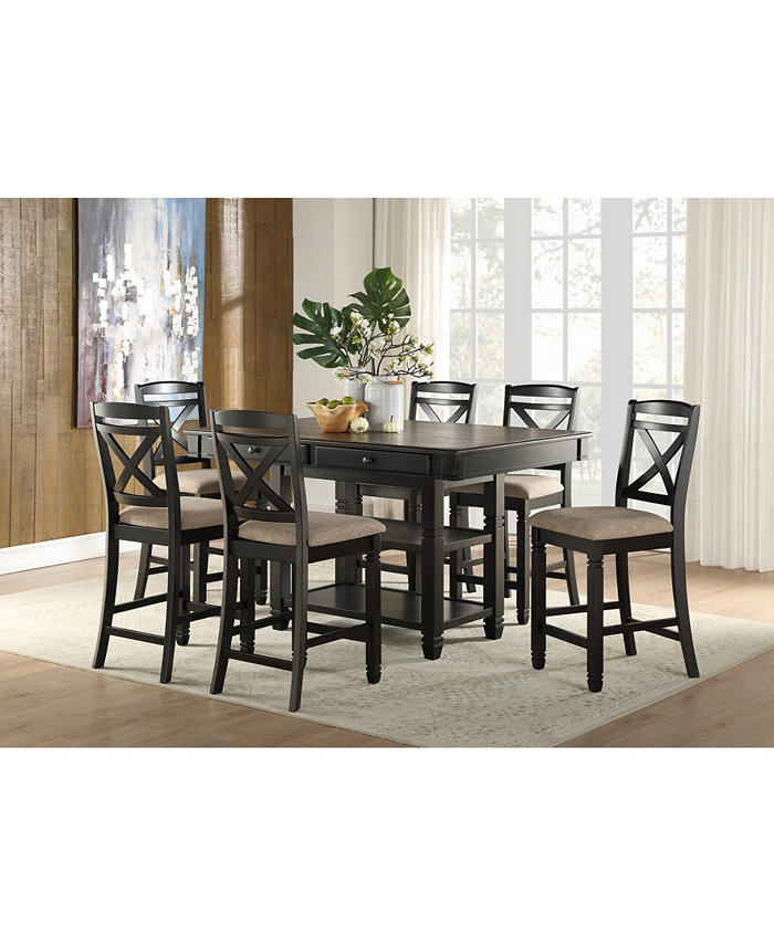 Homelegance Carlow 7pc Dining Set (Counter Height Rectangular Table and 6 Side Chairs)