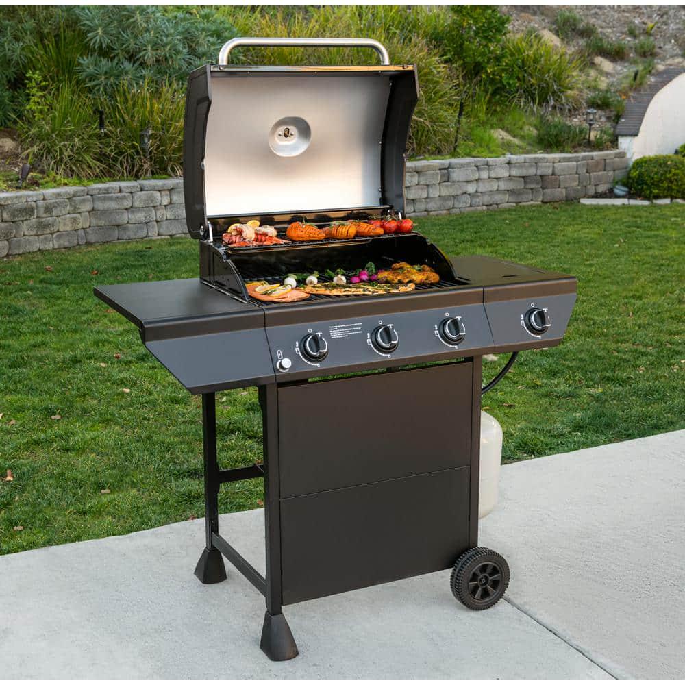 Nexgrill 3Burner Propane Gas Grill in Black with Side Burner