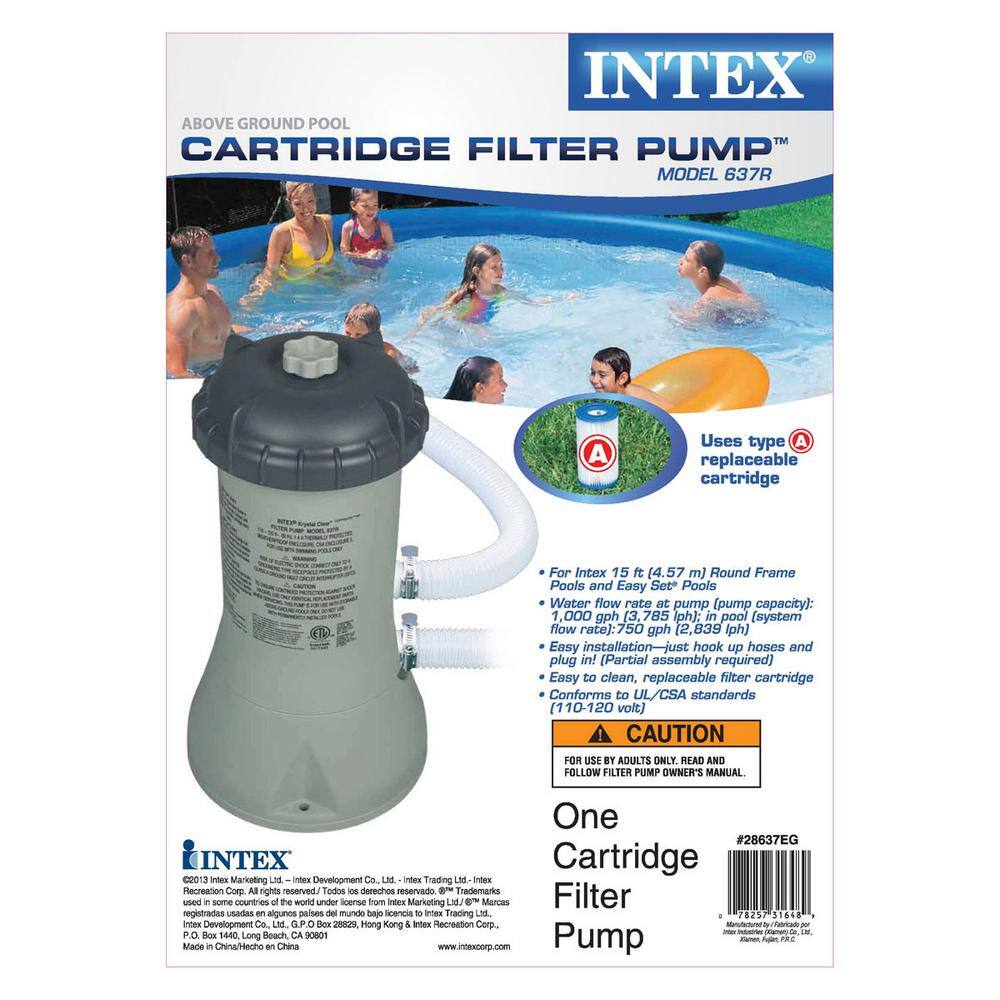 Intex 7 ft. x 5 ft. Rectangle Frame Above Ground 86 in. D Splash Swimming Pool with Intex Filter Pump 28270EH + 28637EG