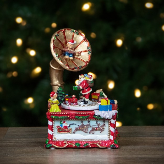 Santa Claus On Phonograph Musical Christmas Decoration