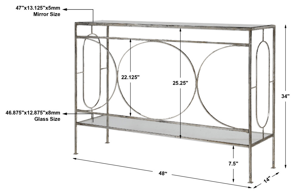 Uttermost 24541 Luano Silver Console Table   Industrial   Console Tables   by Lighting World Decorators  Houzz