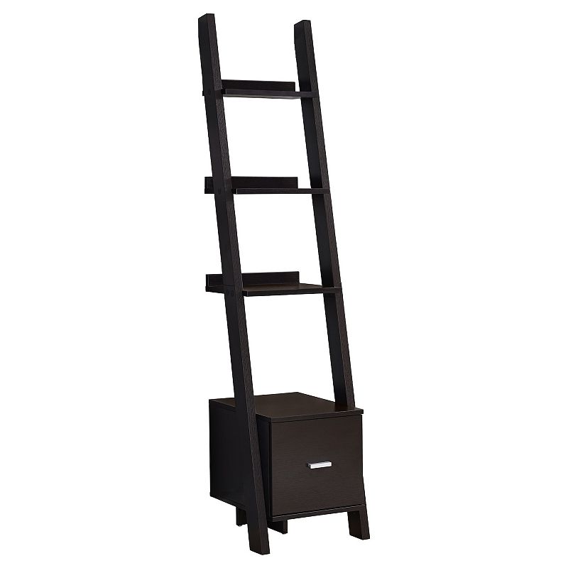 Monarch Espresso Corner Leaning Ladder Bookcase