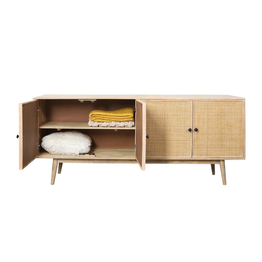 Wood  72X31 4Door Rattan Sideboard  Natural   Rectangular  31\