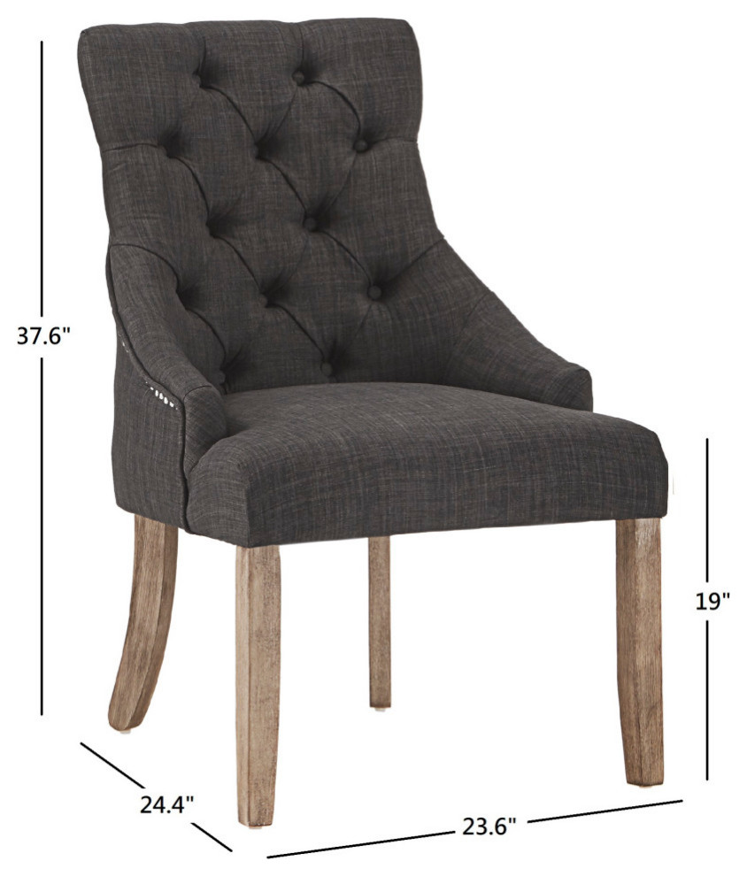 Petra Gray Finish Linen Curved Back Tufted Dining Chair  Set of 2   Transitional   Dining Chairs   by Inspire Q  Houzz