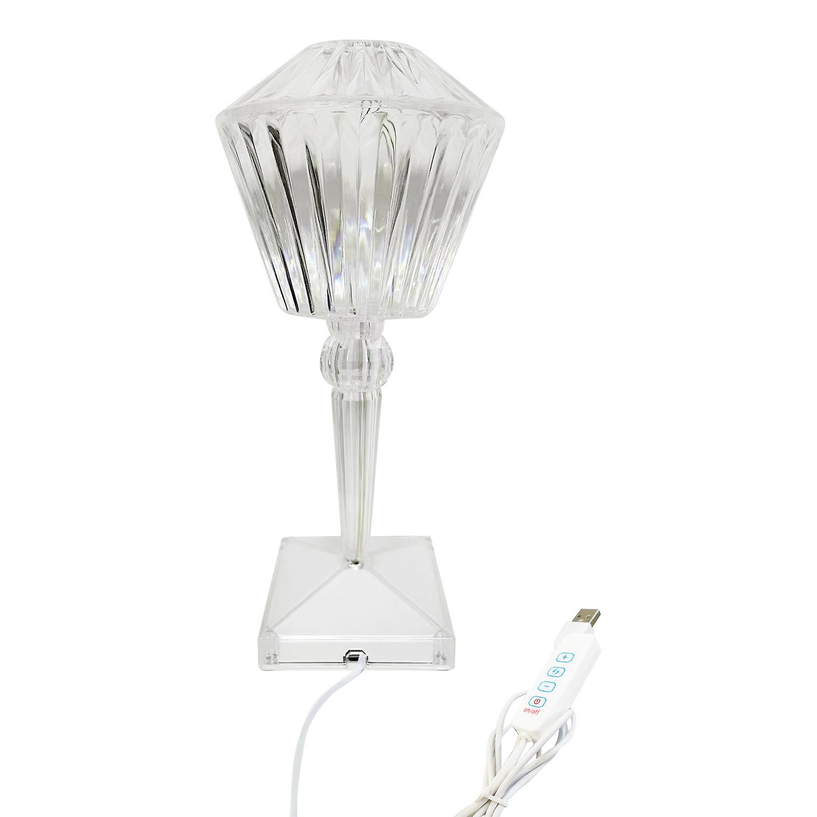 Diamond Crystal Acrylic Desk Lamp With Usb Cable Bedside Desk Lamp Touching Control Portable Table Light 3 Lighting Colors Night Light For Bedroom Liv