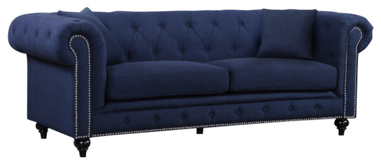 Chesterfield Velvet Sofa   Traditional   Sofas   by Meridian Furniture  Houzz