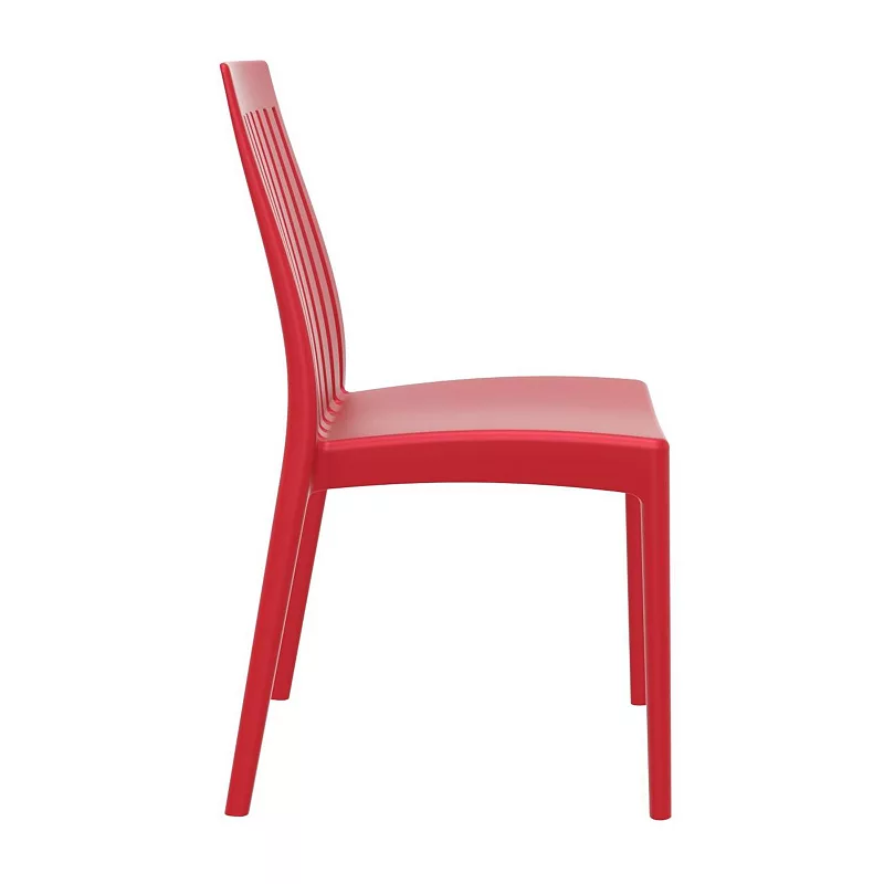 35 Red High Back Stackable Outdoor Patio Dining Chair