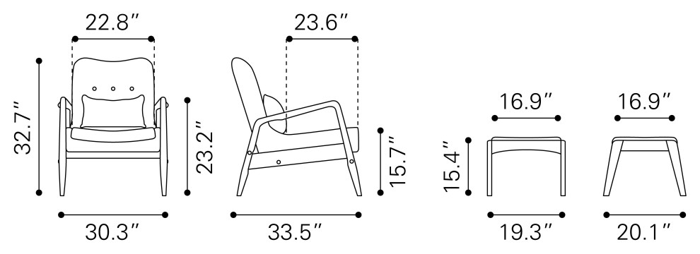 Bully Lounge Chair  ampOttoman   Midcentury   Armchairs And Accent Chairs   by BisonOffice  Houzz